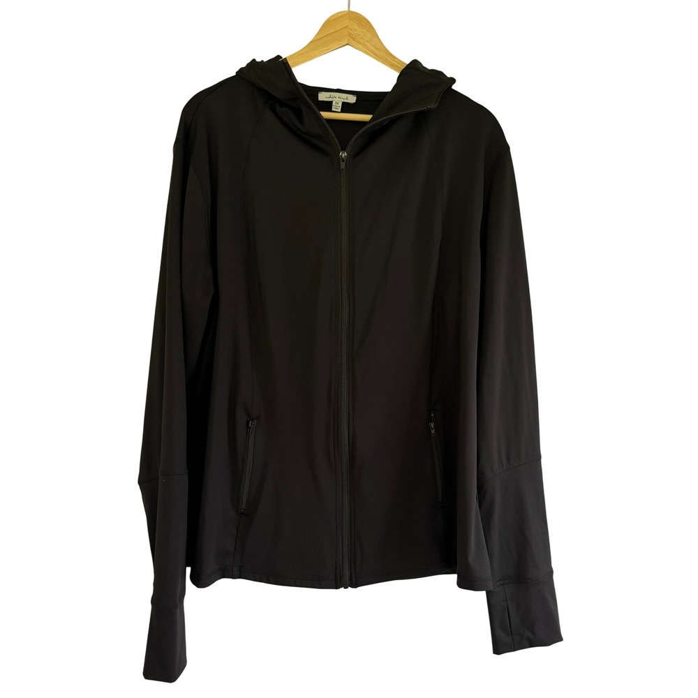 White Birch Womens 3X Black Full Zip Athletic Hoodie Thumbholes T23931P